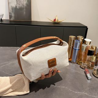 메탈 로고 빈티지 캔버스 화장품 파우치 휴대용 초경량 수납 가방 단층·이중층