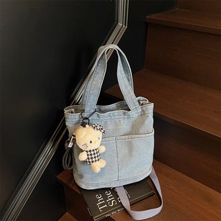 여성 데님 버킷백 대용량 출퇴근 지퍼 숄더 크로스백 여름 데일리 가방