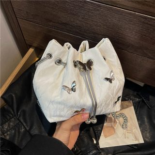 여성 미니 버킷백 나비 디자인 PU 복조리 숄더 크로스백 데일리 가방