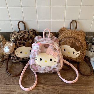 레오파드 패턴 퍼 소재 여성 백팩 가방 귀여운 인싸 복고풍 숄더백 크로스백