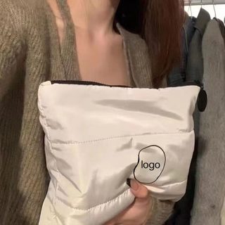 여성 미니 패딩 화장품 파우치 휴대용 무지 메이크업 수납 세면 가방