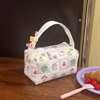 고양이 캐릭터 대용량 여행용 화장품 세면 파우치 옥스포드 접이식 손잡이 수납가방