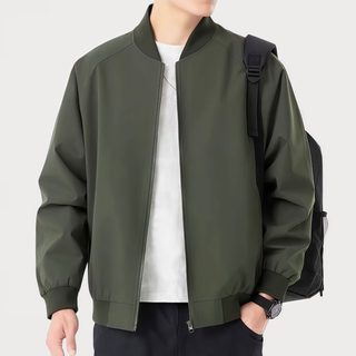 남성 폴리에스터 집업 재킷 봄가을 무지 스탠드카라 캐주얼 아우터 빅사이즈 5XL