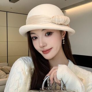 여성 울 펠트 베레모 리본 장식 가을 겨울 방한 프렌치 모자 56-58cm