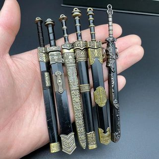중국 고대검 미니어처 12cm 합금 검 모형 키링 장식품 진시황검 한검 월왕검