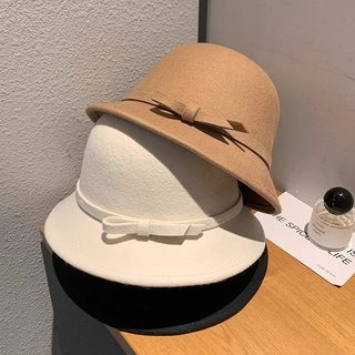 여성 울 혼방 라운드 무챙 모자 프렌치 브리티시 빈티지 겨울 방한 페도라