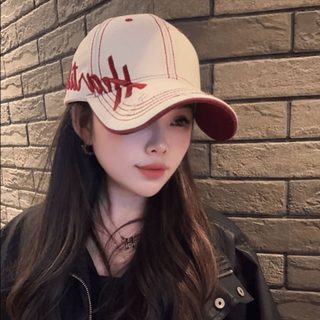 여성 오버핏 입체 레터링 자수 볼캡 얼굴 작아 보이는 조절형 코튼 야구모자