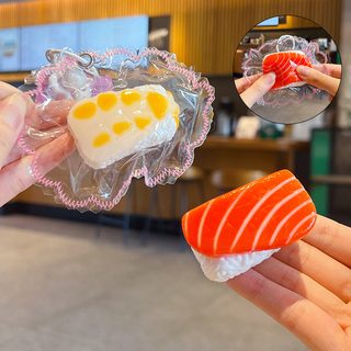 말랑이 스퀴시 초밥 키링 식품급 실리콘 스트레스 해소 장난감 연어 단새