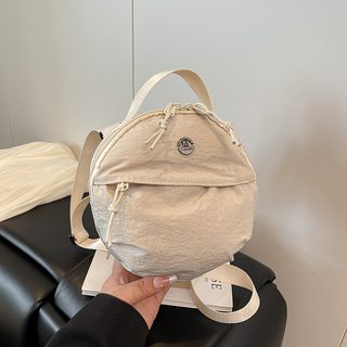 여성 미니 원형 크로스백 나일론 휴대폰 수납 데일리 숄더백