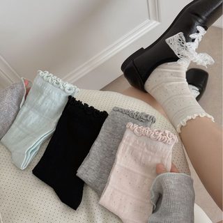 여성 여름 얇은 망사 무봉제 레이스 루즈삭스 중목 양말
