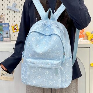 중학생 고등학생 여성 학생용 가벼운 나일론 데일리 백팩 심플 캐주얼 책가