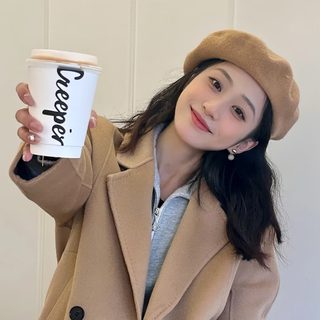 여성 울 베레모 무지 니트 화가모자 가을 겨울 방풍 보온 조절 가능