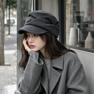여성 베레모 가을 겨울 플리츠 주름 디자인 빅사이즈 복고풍 방풍 보온 승마모
