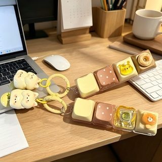 Keyzonic 9키 기계식 키보드 스위치 테스터 스트레스 해소 키캡 키링 곰돌이 장난감