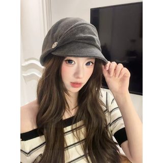 여성 하트 버튼 팔각 뉴스보이캡 56-58cm 봄여름 빈티지 주름 베레모