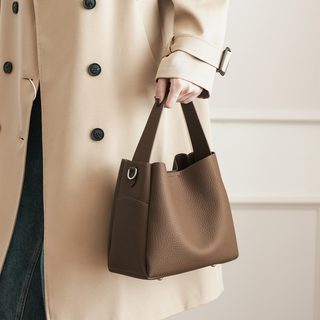 여성 대용량 소프트 PU 버킷백 데일리 숄더백 크로스백 손가방