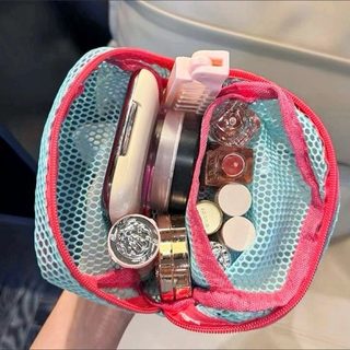 미니 메쉬 화장품 파우치 휴대용 여행용 세면도구 수납 가방