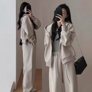 여성 후드집업 와이드팬츠 트레이닝복 세트 봄가을 캐주얼 빅사이즈 투피스