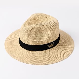 남성 여름 밀짚모자 자외선 차단 통기성 넓은 챙 조절 가능 접이식 캐주얼 패션 중절모
