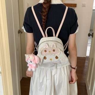 여성 백팩 플라워 카툰 핑크 PU 데일리 통근 여행용 가방 참 장식 선택
