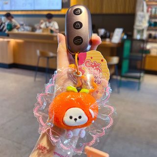 과일 모자 강아지 말랑이 키링 식품용 실리콘 스퀴시 가방 열쇠고리 장난감