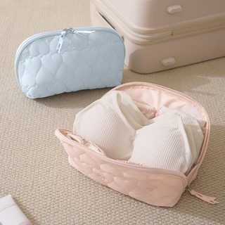 베이롄 퀼팅 속옷 수납 파우치 반원형 휴대용 여행용 브라 팬티 정리 가방