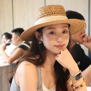 여성 여름 밀짚모자 평챙 보넷형 자외선차단 바캉스 해변 모자 프렌치 빈티지