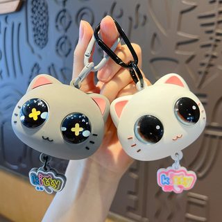 왕눈이 고양이 말랑이 키링 눈 튀어나오는 실리콘 스트레스 해소 자동차 열쇠고리