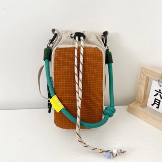 컬러 배색 나일론 물병가방 미니 버킷백 야외활동 스포츠 크로스 숄더백