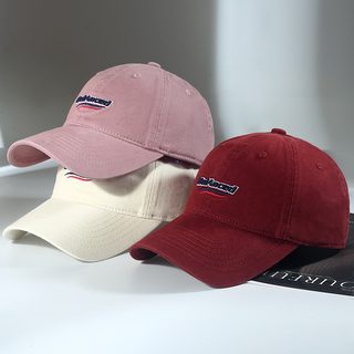 여성 소프트탑 야구모자 배색 영문 자수 자외선 차단 조절식 볼캡