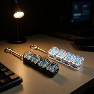 4키 투명 키캡 키링 기계식 키보드 스위치 테스터 LED 선택형 스트레스 해소 피젯 장난감