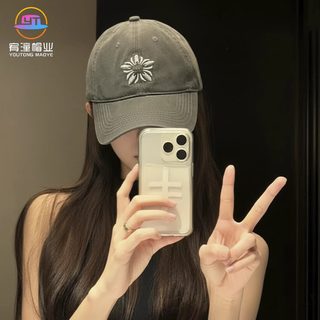 남녀공용 자수 볼캡 깊은핏 와이드 챙 면 야구모자 봄여름 자외선 차단 캡모자