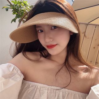 여성 여름 큰챙 공캡 햇빛가리개 모자 통풍 좋은 해변 데일리 썬캡