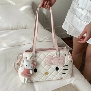 키티 퀼팅 토트백 여성용 대용량 숄더백 크로스백 일상 데일리 가방