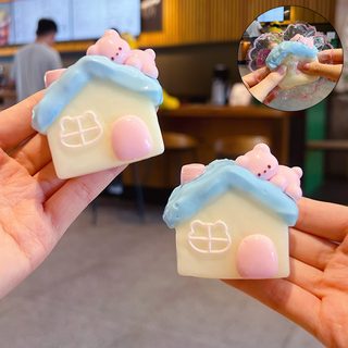 곰돌이 하우스 말랑이 키링 실리콘 촉감 스트레스 해소 주물럭 장난감