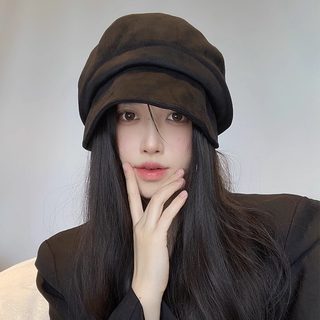 여성 스웨이드 팔각 베레모 빅사이즈 조절형 가을 겨울 방풍 보온 뉴스보이캡