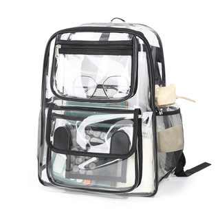 투명 PVC 방수 백팩 20-35L 대용량 16인치 노트북 남녀공용 통근 여행 가방
