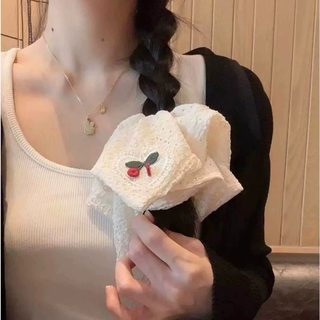 한국풍 레이스 곱창밴드 대형 체리 펀칭 스카프 헤어끈 헤어 액세서리