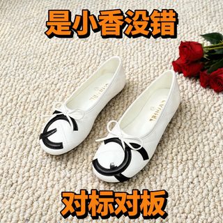 여성 리본 둥근코 가죽 플랫슈즈 소프트 레더 발레 플랫 단화