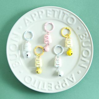 카툰 웨스티 강아지 키링 고양이발 스프링고리 14mm 방울 가방 장식