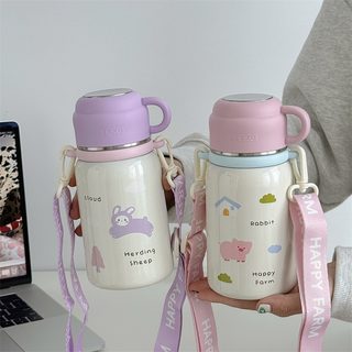 어린이 보온병 520ml 휴대용 손잡이 원터치 캐릭터 스테인리스 학생 물병