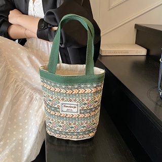 퀼팅 면마 미니 토트백 지퍼형 직장인 도시락가방 런치백