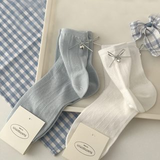 로리타 발레코어 리본 여성 중목 양말 여름 얇은 JK 패션 삭스