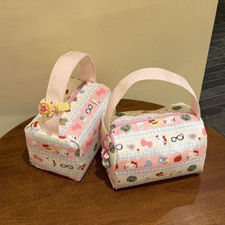 옥스포드 휴대용 손잡이 화장품 파우치 대용량 여행용 지퍼 수납가방 19cm