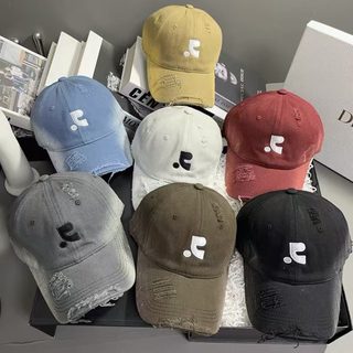 빅사이즈 여성 야구모자 레터링 자수 빈티지 볼캡 넓은 챙 자외선 차단 조절형