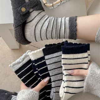 여성 스트라이프 중목 양말 봄가을 데일리 루즈핏 긴양말 폴리에스터 삭스