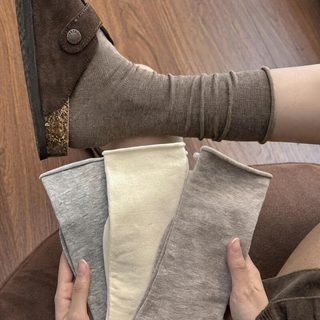 여성 무지 중목 양말 봄가을 버켄스탁 코디 무봉제 슬라우치 장목양말
