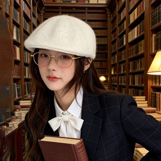 여성 토끼털 팔각모 가을 겨울 방한 베레모 조절식 접이식 뉴스보이캡