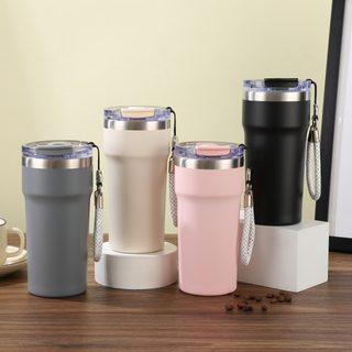304 스테인리스 내통 600ml 보온병 휴대용 스트랩 이중 음용 뚜껑 차량용 텀블러