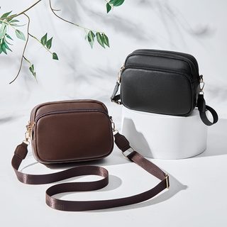 여성 미니 스퀘어 PU 숄더 크로스백 지퍼 휴대폰 가방